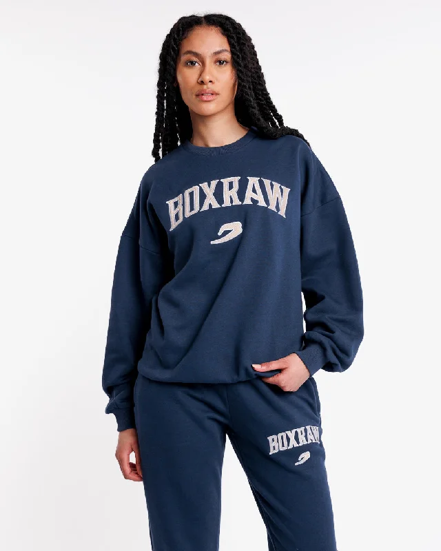East Street Sweatshirt - Midnight Blue Hoodie with Crew Neck Simple Timeless
