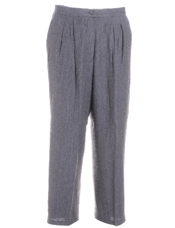 Label Cropped Dana Tapered Trousers Wide Leg Loose Fit Mid Waist