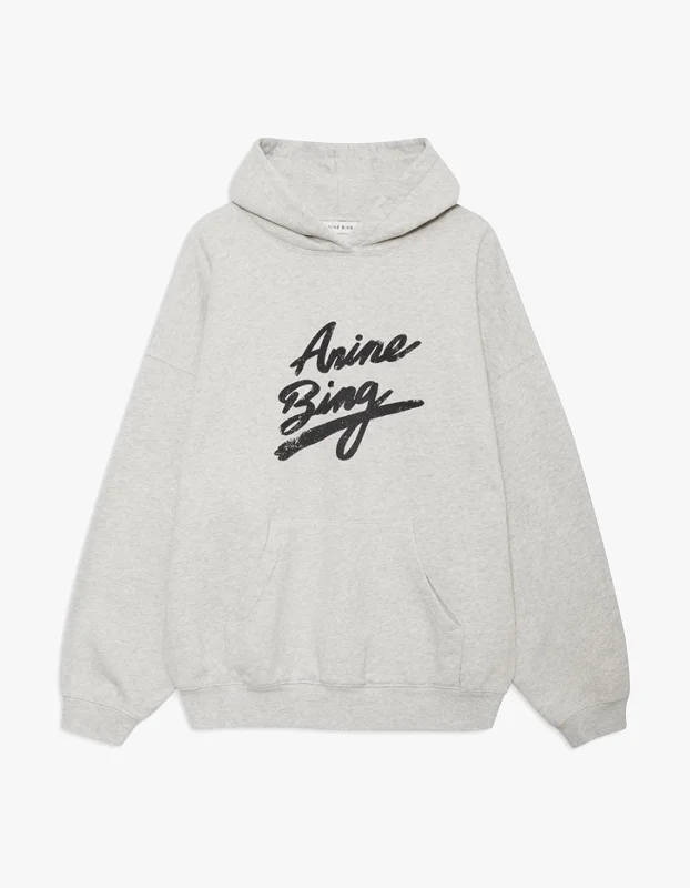 Harvey Sweatshirt Signature - Heather Grey Hoodie with Drawcord Adjustable Secure