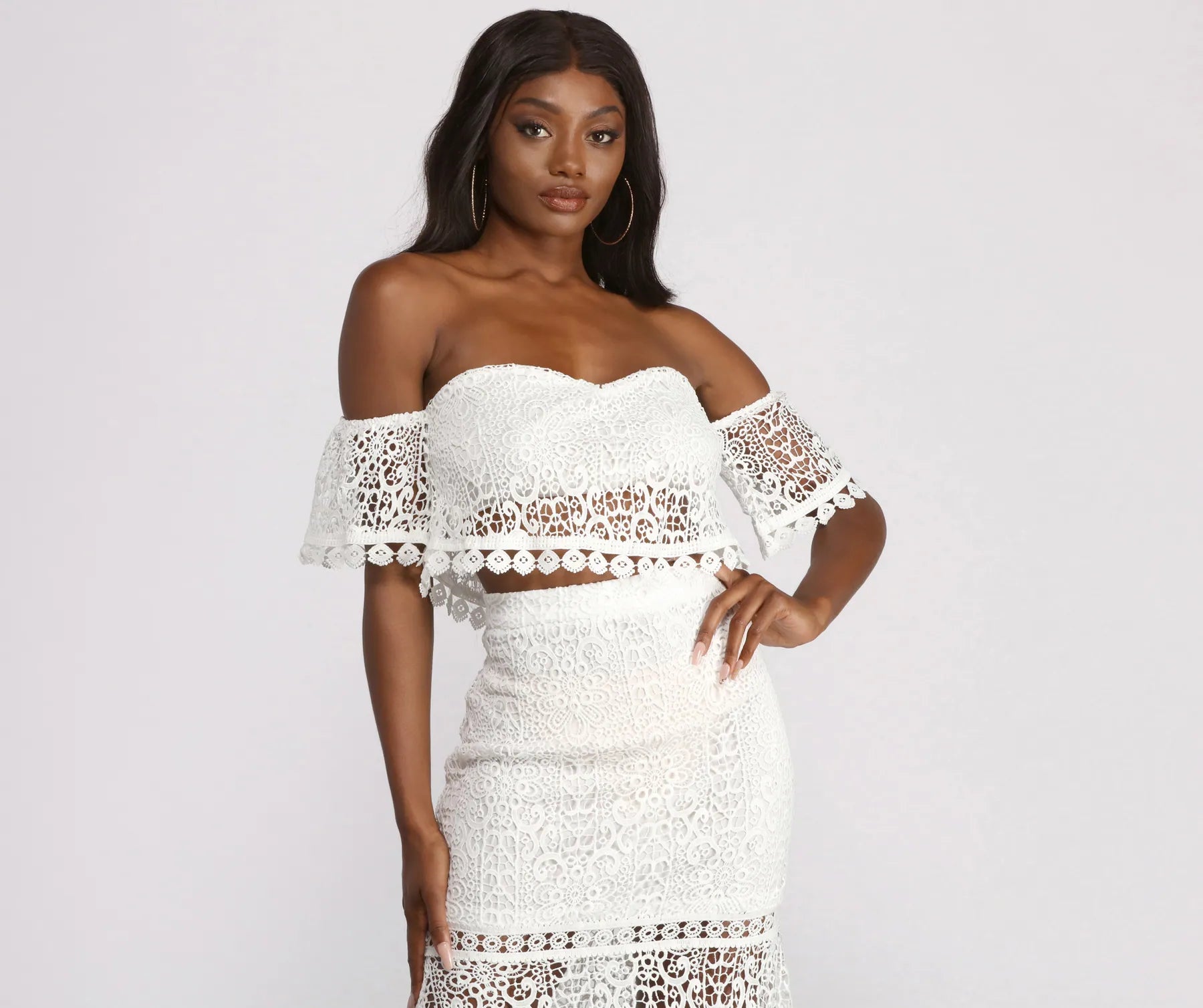 Off The Shoulder Crochet Crop Top Anti-Pilling Machine Wash Handmade