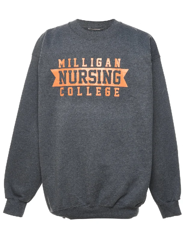 Milligan Nursing College Printed Sweatshirt - L Hoodie with Typography Text Message