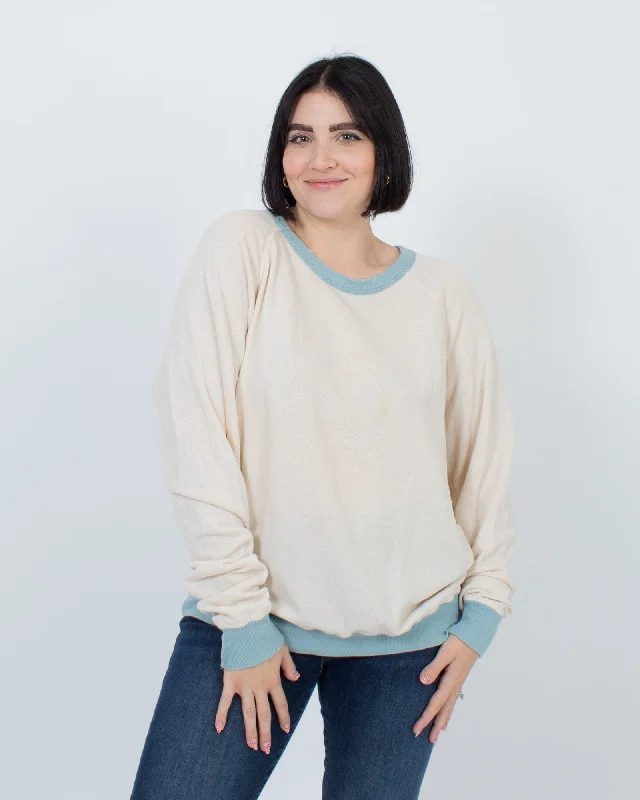 Cream Pullover Sweater Deep Neck Pullover