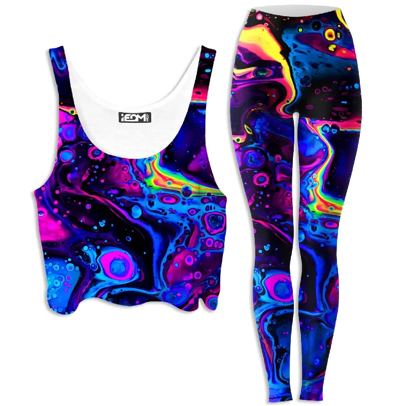 Acid Bath Crop Top and Leggings Combo Silk Blend Satin Velvet