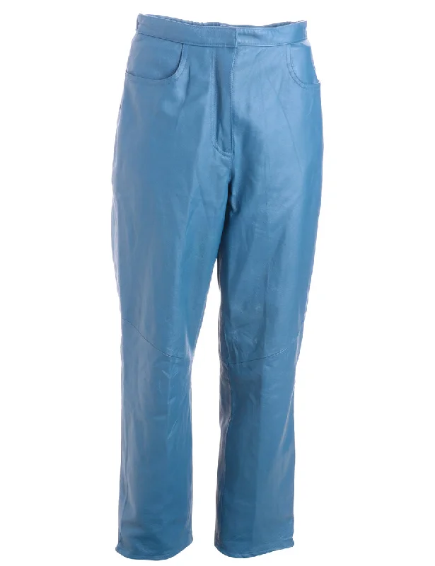 Label Bella Leather Cropped Trouser Trousers Denim Blue