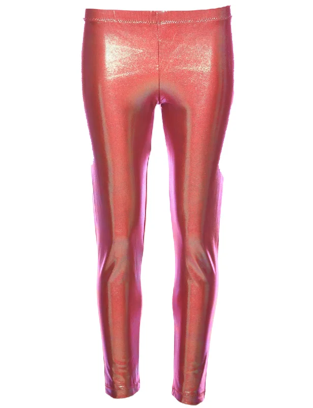 Fitted Metallic Pattern Trousers - W24 L25 Skinny Trousers Denim Stretchy