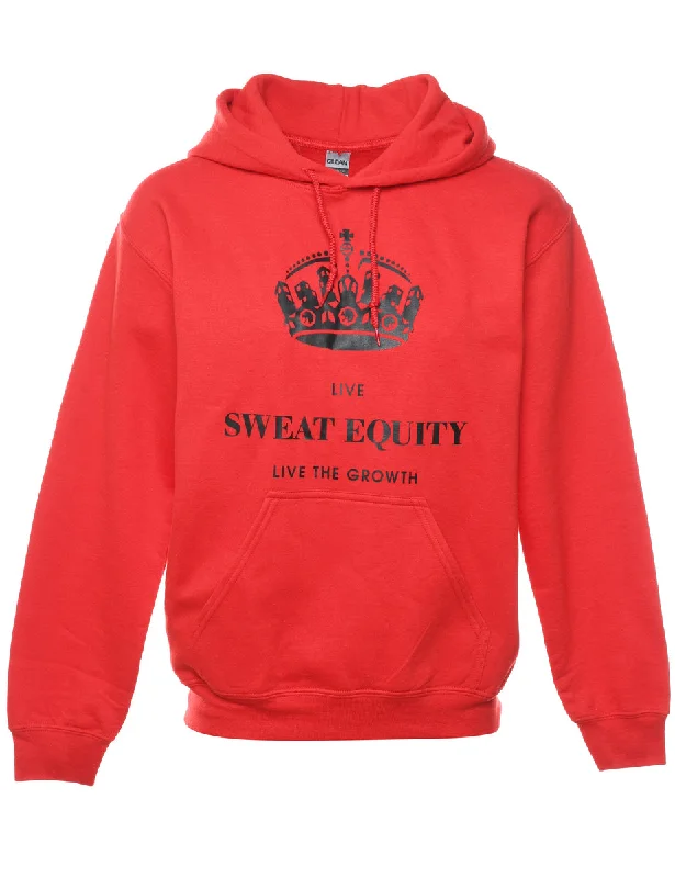 Live Sweat Equity Printed Black & Red Hoodie - S Hoodie with Hem Frayed Vintage Worn Live Sweat Equity Printed Black & Red Hoodie - S Hoodie with Hem Frayed Vintage Worn