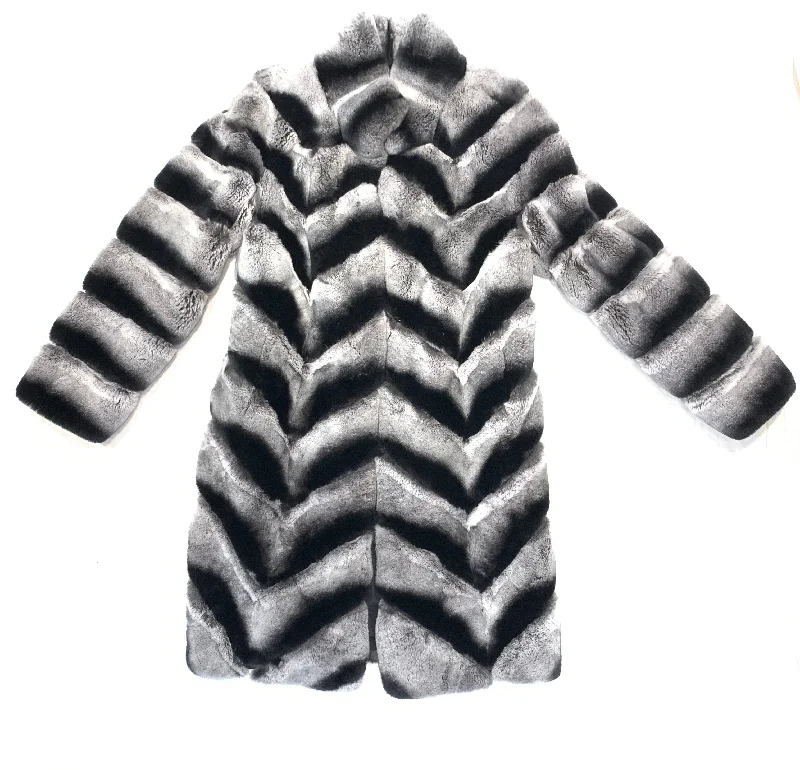 Volare Rex Rabbit Chinchilla Fur Trench Coat Toggle Coat Shawl Collar Coat Notch Collar Coat Volare Rex Rabbit Chinchilla Fur Trench Coat Toggle Coat Shawl Collar Coat Notch Collar Coat