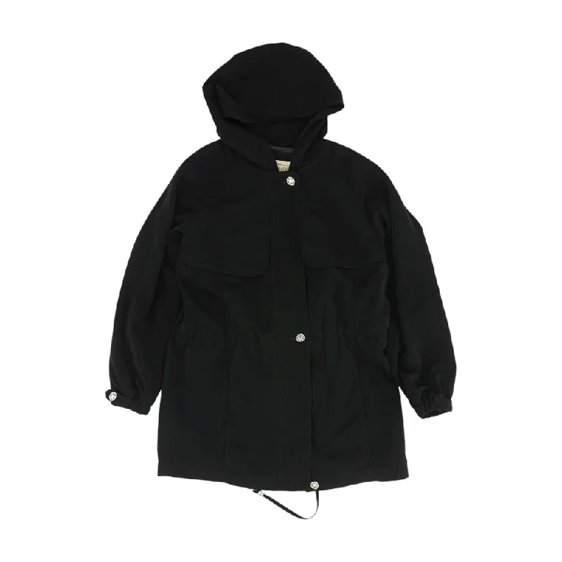 Black Solid Lightweight Coat Hooded Caped Scarf