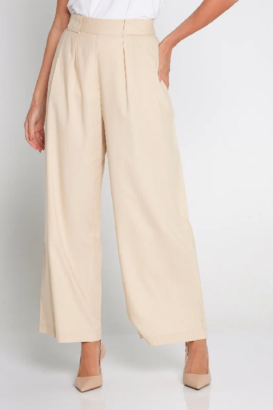 Mayfair Linen Trousers - Cream Trousers Brand Named