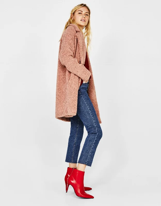 Shearling double-breasted coat Sequined Lace Ribbed