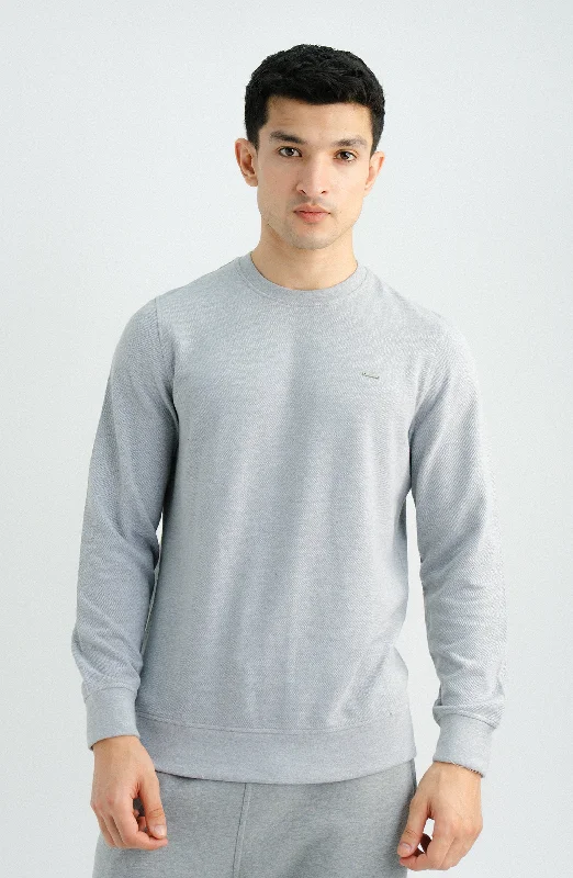 Jumbo Tuck Sweatshirt - Ash Grey Hoodie with Set-In Sleeves Structured Classic