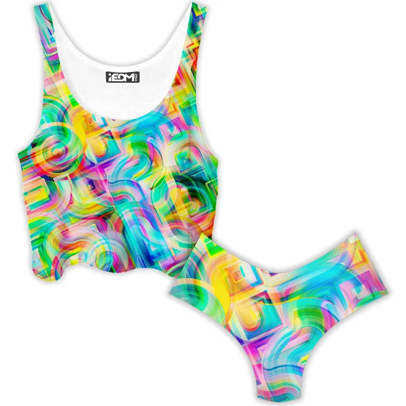 Tropical Nectar Crop Top and Booty Shorts Combo Crop Top Seamless Stretchy