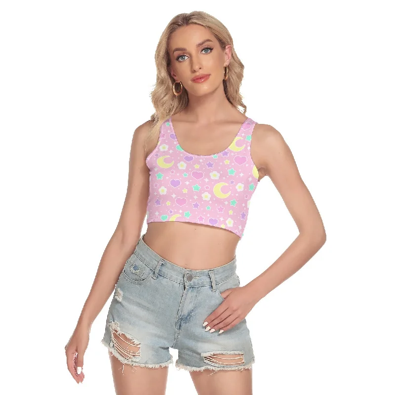 Magical Spring Pink Crop Top Polka Dot Checkered Tartan