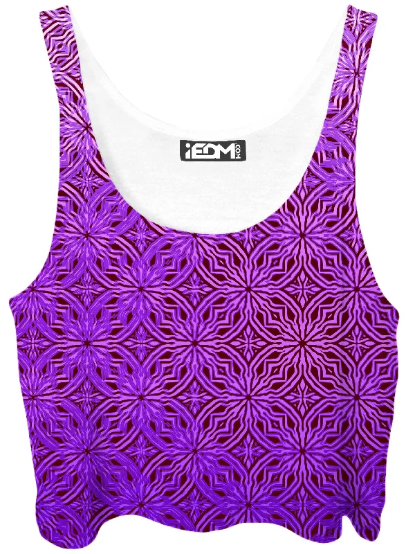 Psy Mosik Magenta Crop Top Lace Blend Ribbed Blend Corduroy Blend