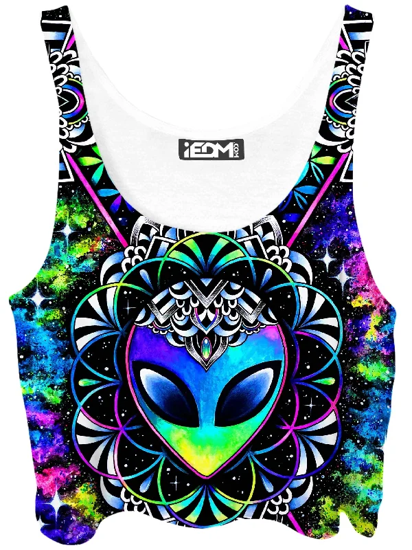 Conscious Cosmos Crop Top Solid Print Embellished