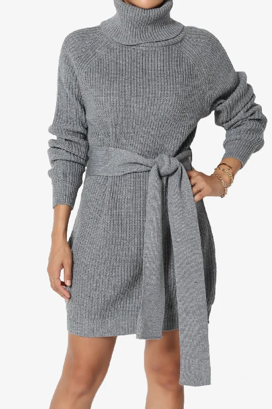 Arkin Turtle Neck Pullover Sweater Mini Dress dolman Sleeve Top