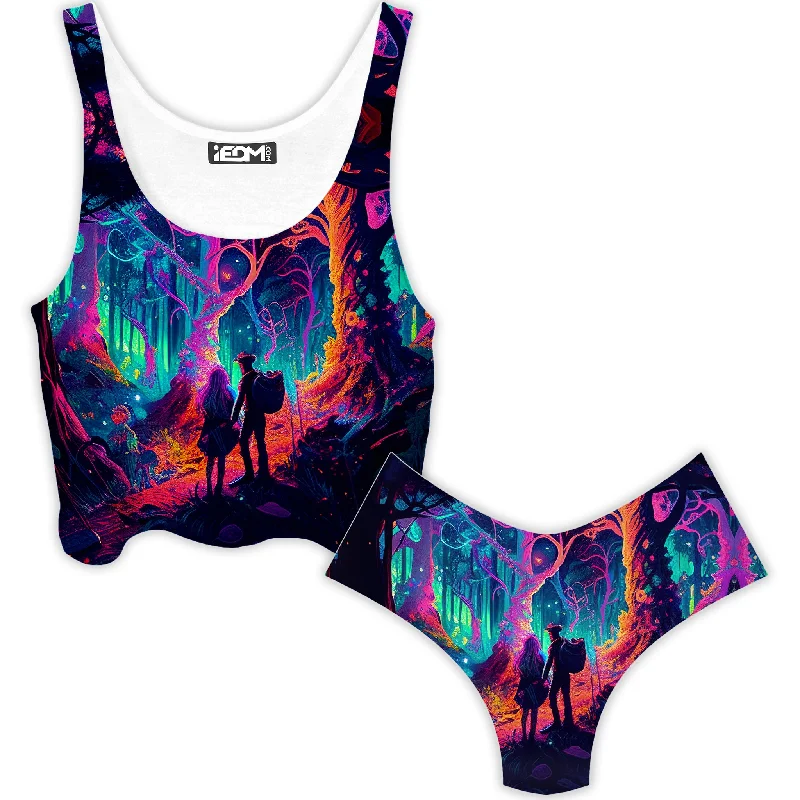 Soulmates Crop Top and Booty Shorts Combo Graphic Embroidered Appliqued
