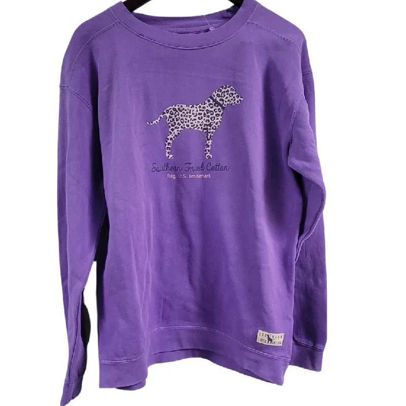 Southern Fried Cotton Cheetah Hound Sweatshirt Violet Hoodie with Hem Contrast Bold Stylish Southern Fried Cotton Cheetah Hound Sweatshirt Violet Hoodie with Hem Contrast Bold Stylish