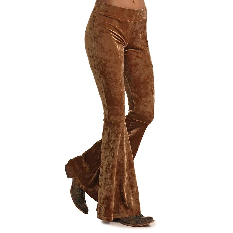 Rock & Roll Cowgirl Women's Velvet Bell Bottom Leggings Stylish Faux Leather Leggings Rock & Roll Cowgirl Women's Velvet Bell Bottom Leggings Stylish Faux Leather Leggings