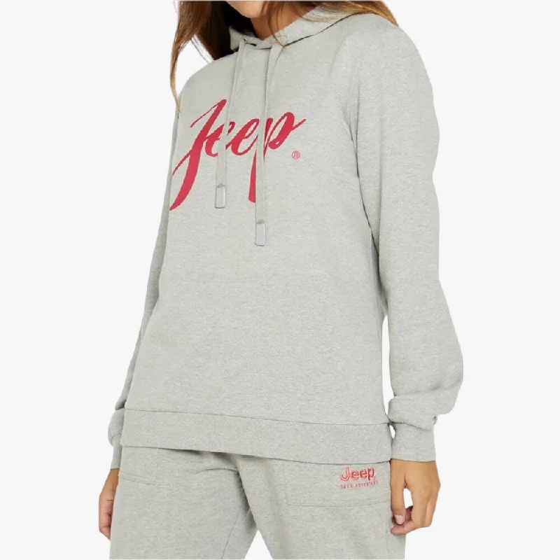 Jeep Womens Icon Pullover Hoody Grey Zipper Front Cardigan