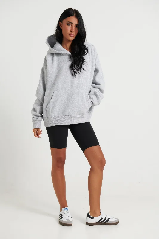 Unisex Roman Cropped Drop Hoodie Grey Hoodie with Stripes Bold Sporty