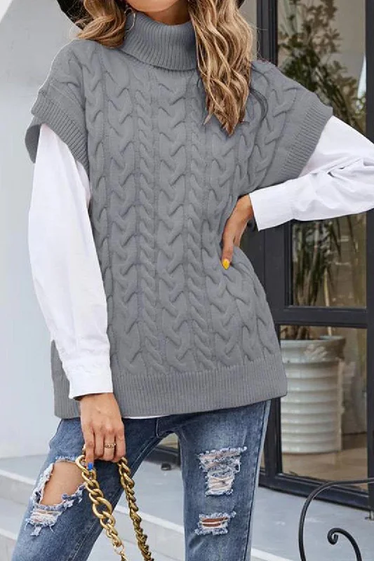 WOMENS PULLOVER HIGH NECK SLEEVELESS SWEATER Port Neck Pullover
