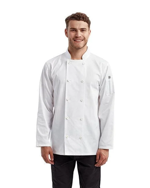 Artisan Collection by Reprime Unisex Long-Sleeve Recycled Chef's Coat RP657 Welt Pockets Slit Pockets Flap Pockets Artisan Collection by Reprime Unisex Long-Sleeve Recycled Chef's Coat RP657 Welt Pockets Slit Pockets Flap Pockets