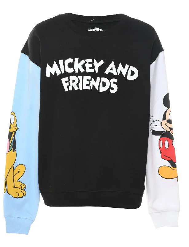 Mickey & Friends Cartoon Design Sweatshirt - L Hoodie with Patch Decorative Personalized Mickey & Friends Cartoon Design Sweatshirt - L Hoodie with Patch Decorative Personalized