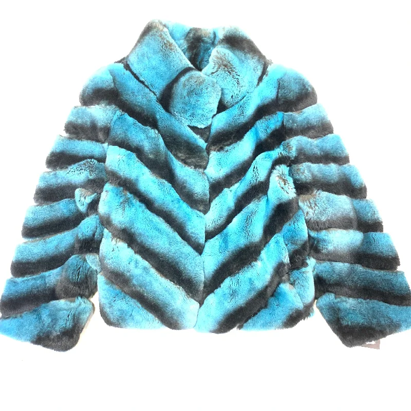 Kashani Ladies Ice Turquoise Rex Rabbit Chinchilla Coat Suede Jacket Faux Fur Jacket Puffer Jacket Kashani Ladies Ice Turquoise Rex Rabbit Chinchilla Coat Suede Jacket Faux Fur Jacket Puffer Jacket