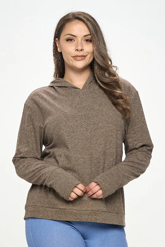 Plus Size Women’s Ultra Soft Pullover Hoodie Ruffle Neck Pullover