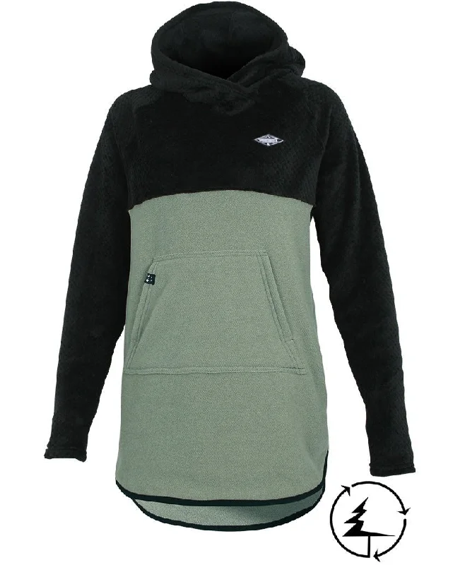 CAMPFIRE Hoodie | Black/ Antique Green Hoodie Dress Longline Feminine