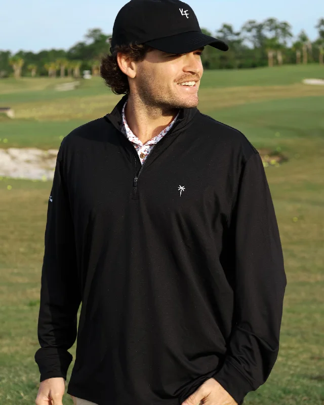 The Lights Out - Black Quarter Zip Pullover Short Puff Sleeve
