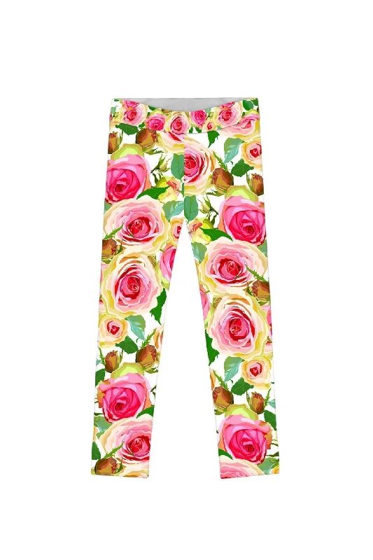 Rosarium Lucy Cute Stylish Floral Printed Leggings - Girls Trendy High-Compression Leggings