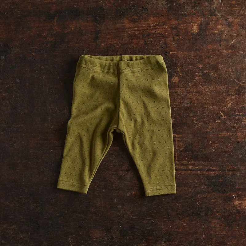 Finch Baby Leggings - Cotton Pointelle - Olive Stylish Ultra Stretch Leggings