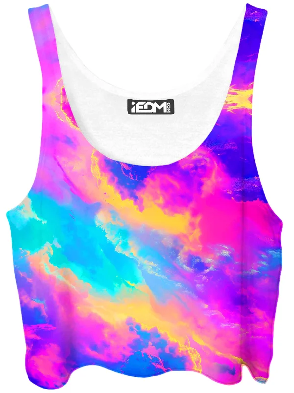 Cloudopia Crop Top Solid Print Embellished
