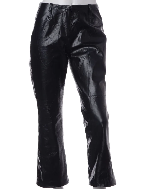 Label Bella Leather Cropped Trouser Trousers Culottes Wide Leg