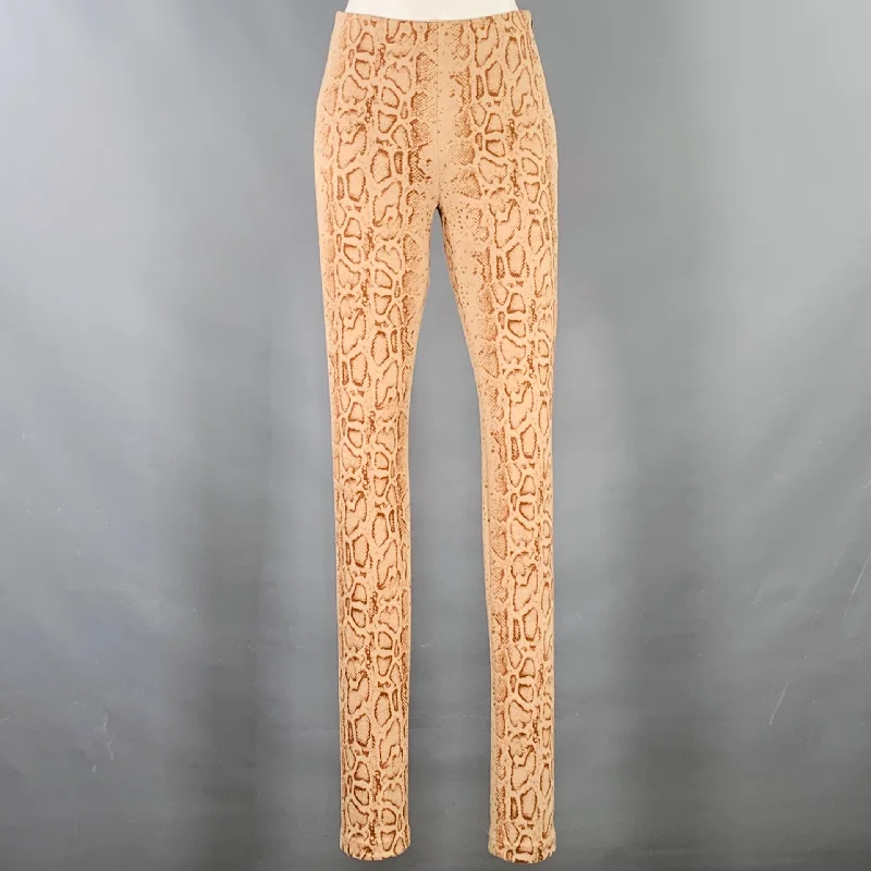 STAND STUDIO Size XS Tan Brown Polyester Blend Snakeskin Print Leggings Trendy Leather-Look Workout Leggings