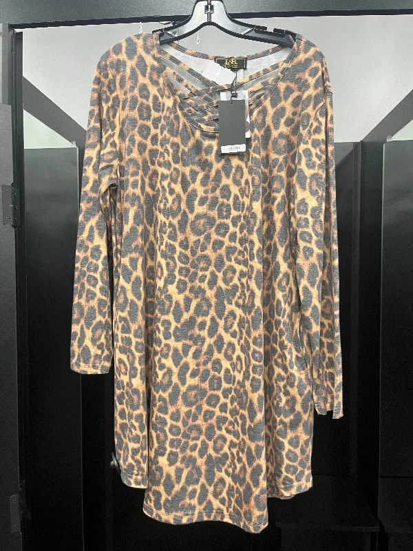 Animal Print Dress Casual Midi L&B, Size M Trendy Bodycon Midi Dress