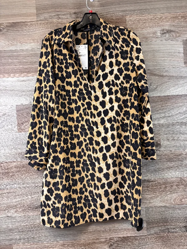 Animal Print Dress Casual Midi Zara Basic, Size S Fashionable A-Line Midi Dress