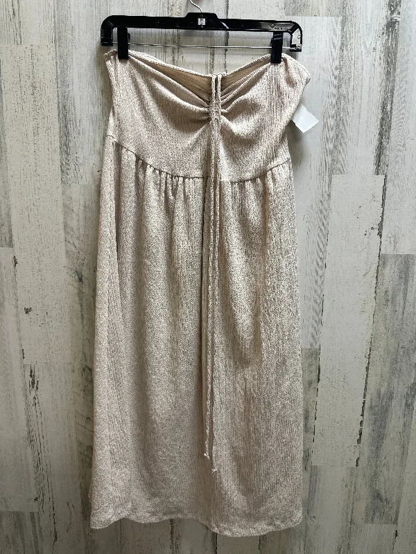 Beige Dress Casual Midi H&m, Size L Elegant Maxi-Midi Hybrid Dress