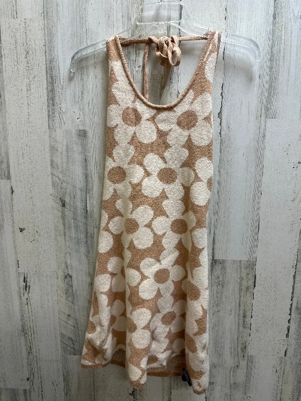 Beige Dress Casual Midi Pink Lily, Size S Stylish Long Sleeve Floral Midi Dress
