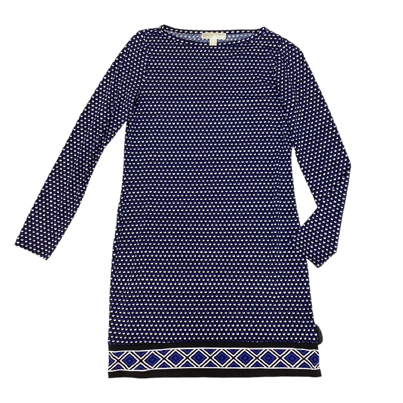 Black & Blue Dress Casual Midi Michael Kors, Size M Stylish Animal Print Midi Dress