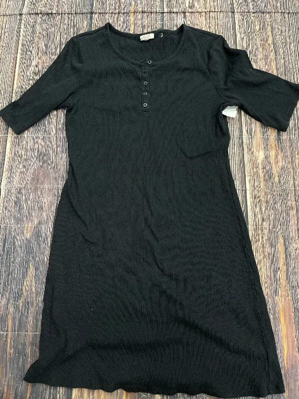 Black Dress Casual Midi Ana, Size Xl Comfortable Empire Waist Midi Dress