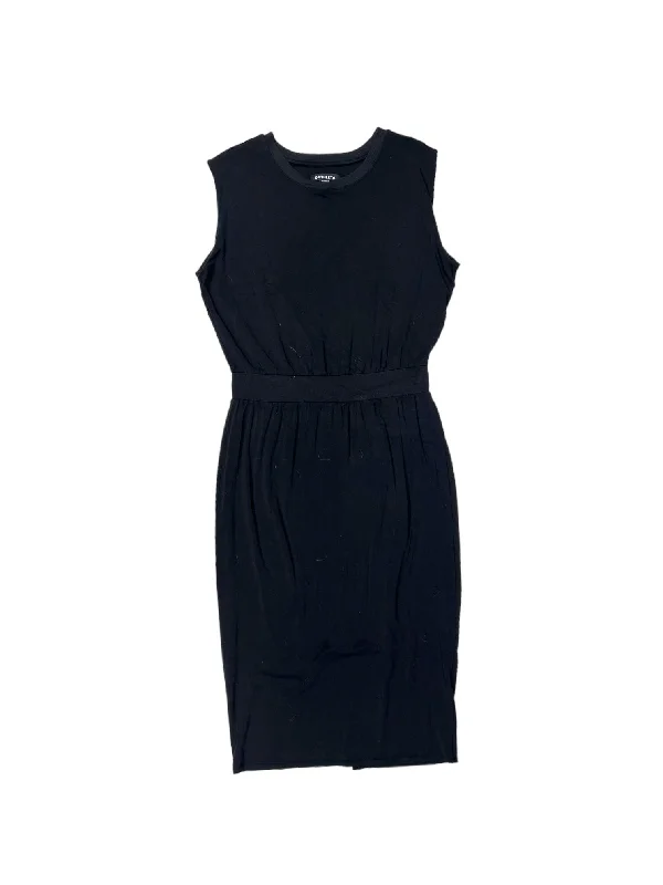 Black Dress Casual Midi Athleta, Size M Fashionable Floral Embroidery Midi Dress