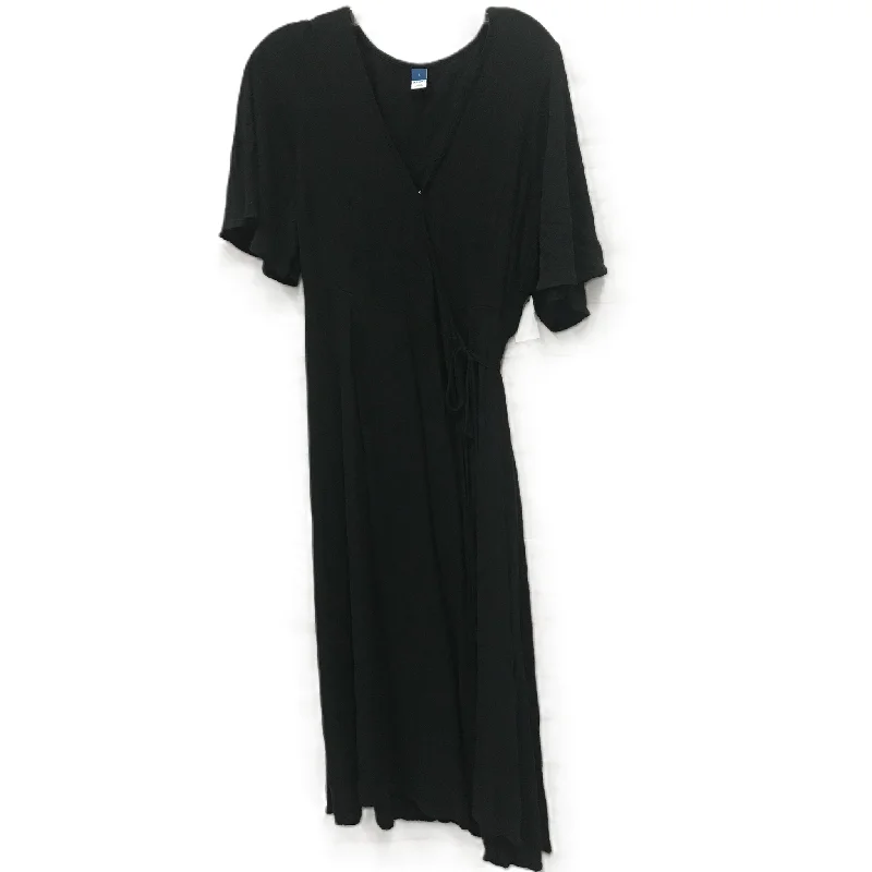 Black Dress Casual Midi By Old Navy, Size: L Trendy Off-Shoulder Button Midi Dress
