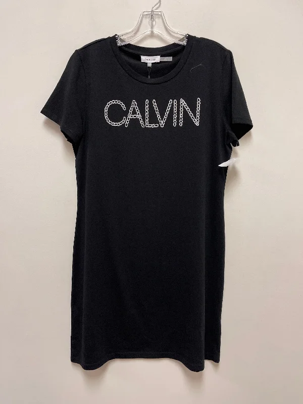 Black Dress Casual Midi Calvin Klein, Size L Fashionable Shift Midi Dress