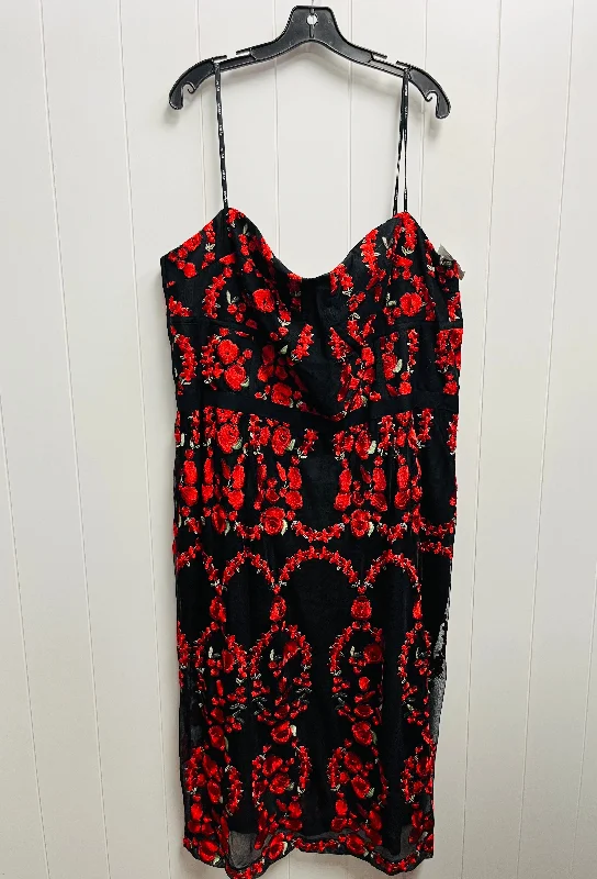 Black & Red Dress Party Midi City Chic, Size 22 Stylish Halter Neck Midi Dress