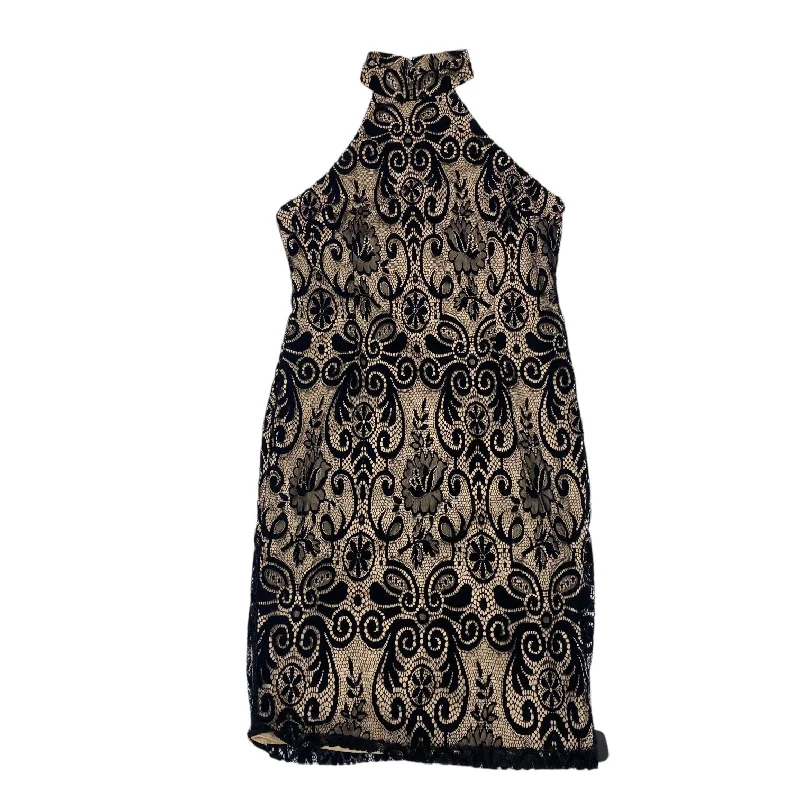 Black & Tan Dress Casual Midi Bisou Bisou, Size 14 Stylish Long Sleeve Floral Midi Dress