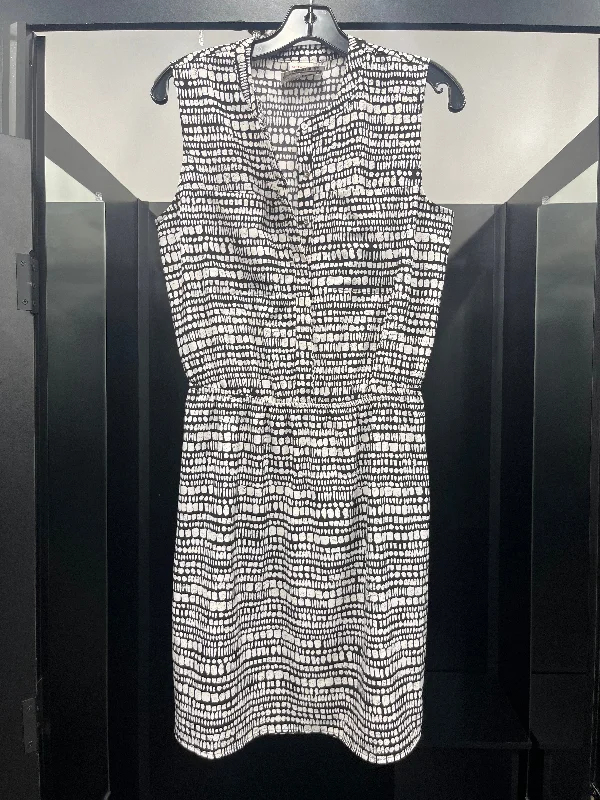Black White Dress Casual Midi Merona, Size M Stylish High-Waisted Midi Dress