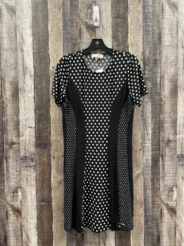 Black & White Dress Casual Midi Michael Kors, Size M Trendy Midi Dress with Belt